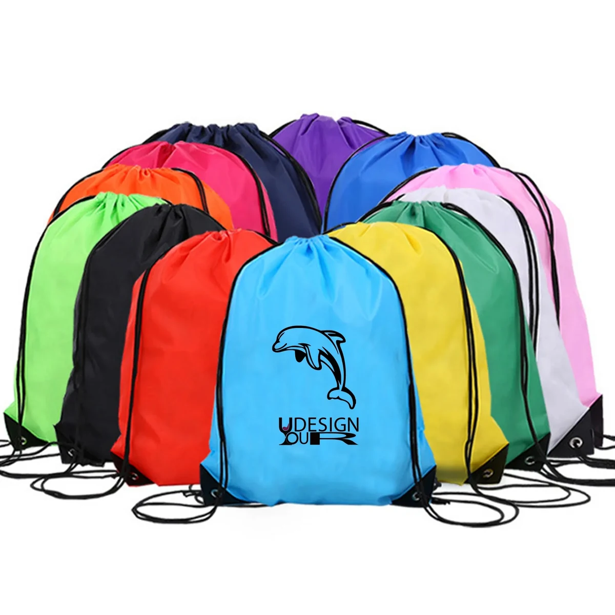 210D Polyester Drawstring Bag Backpack 1