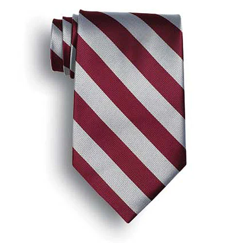 School Stripes Tie - Maroon/Gray 1