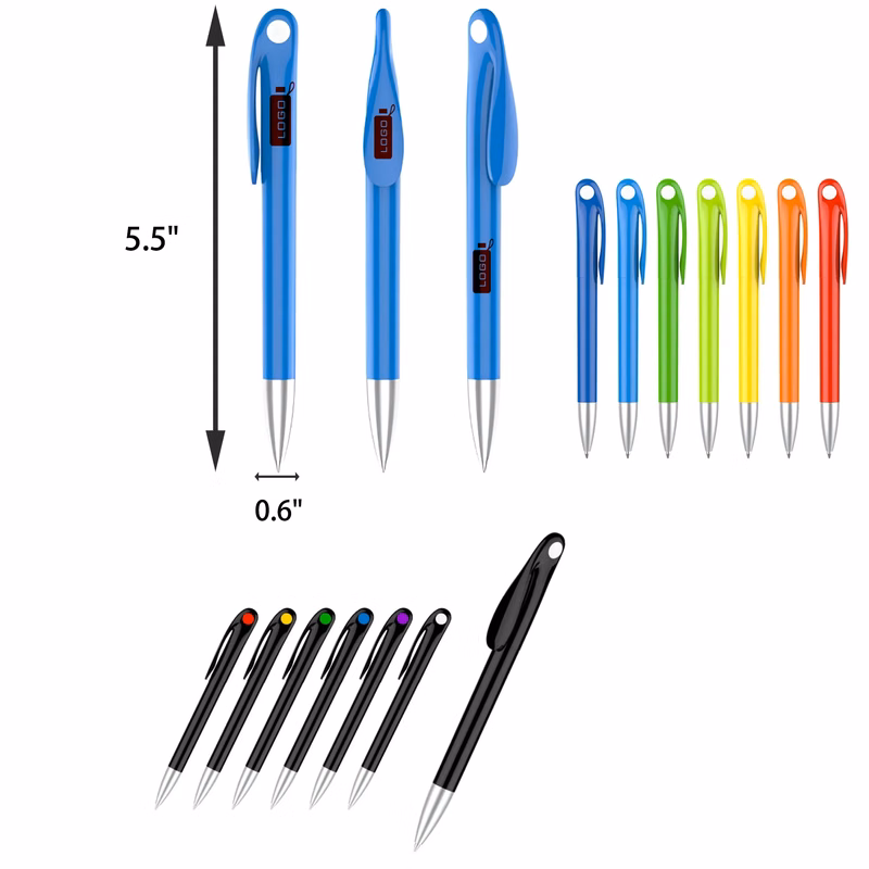Clip Plastic Black Ballpoint Pen