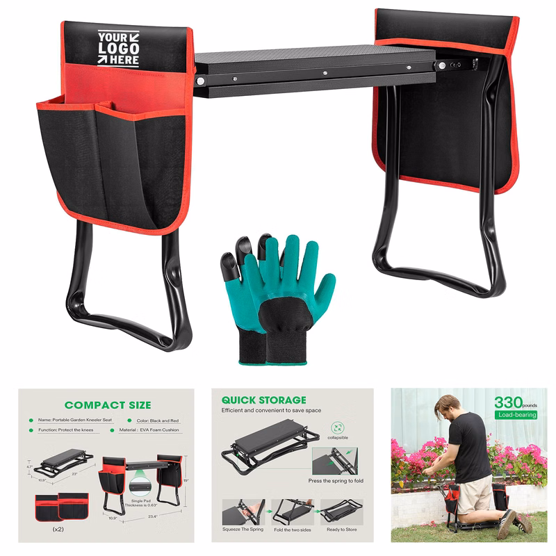 EVA Foam Pad and 2 Tool BagsPortable Garden Kneeler Foldable Garden Bench Seat