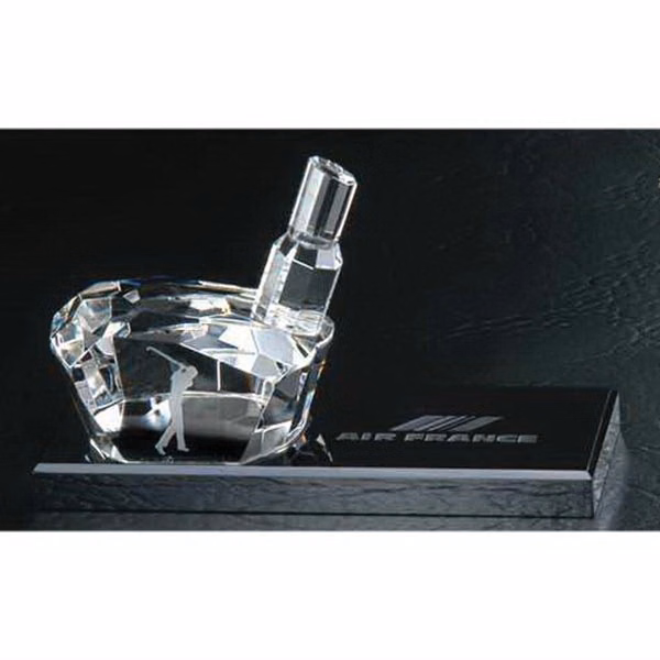 Crystal Golf Driver Award with Black Glass Base