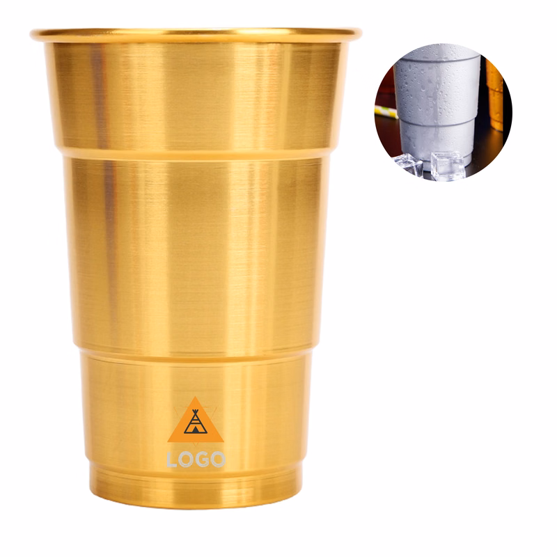 MOQ 50 Aluminum Beer Cup Food Grade Single Layer Metal Cup Custom Logo