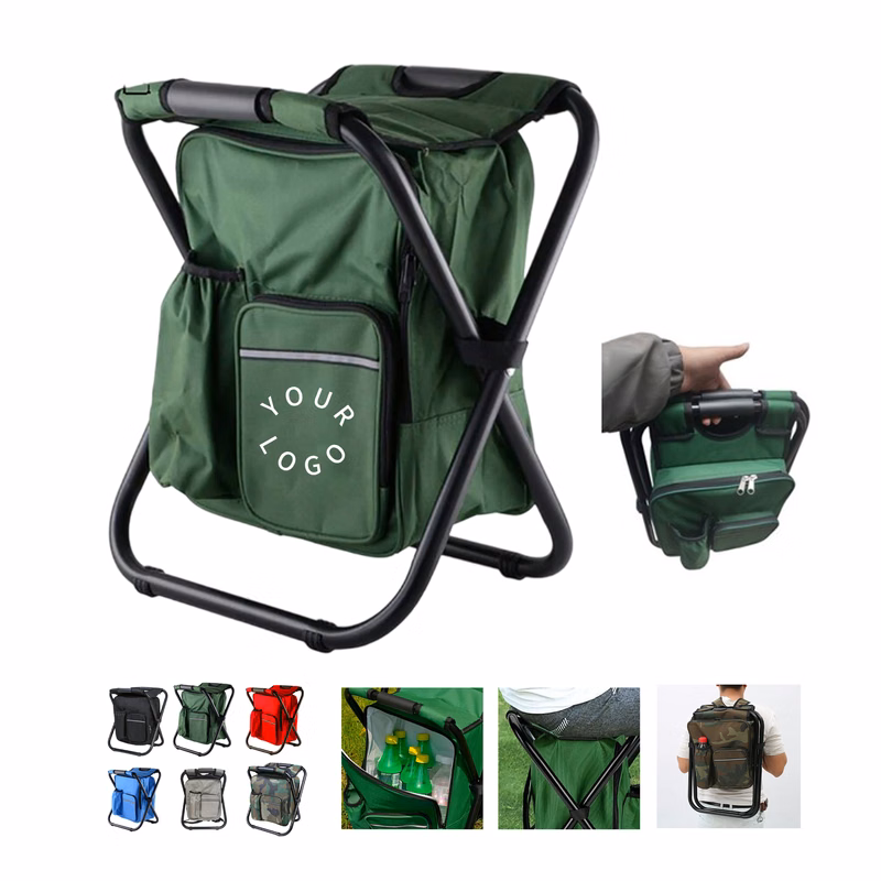 Foldable Backpack Chair With Insulated Cooler 14.2" Length x 11.5" Width x 16.2" Height