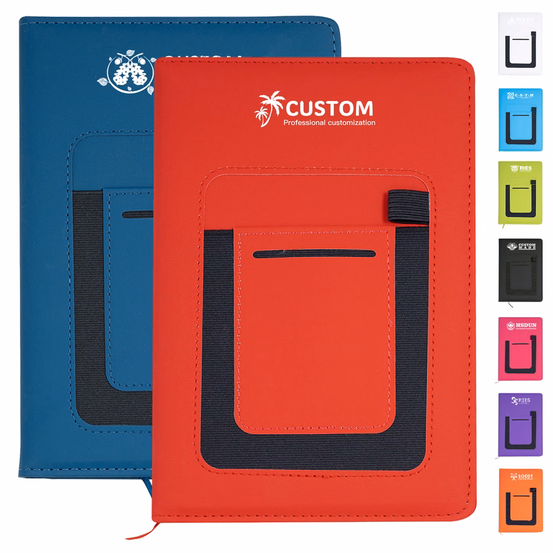 PU Leather A5 Hardcover Pocket Journal W/ Phone Holder