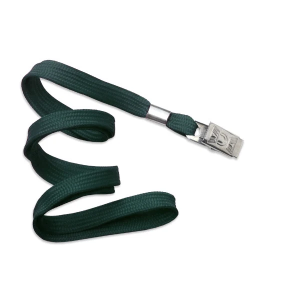 3/8" Blank Lanyard w/Bulldog Clip (Forest Green) 1