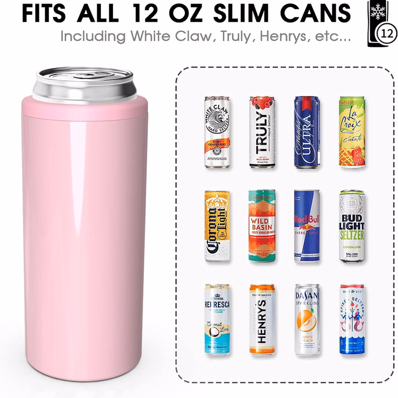 12oz Insulated Double Walled Stainless Steel Can Cooler