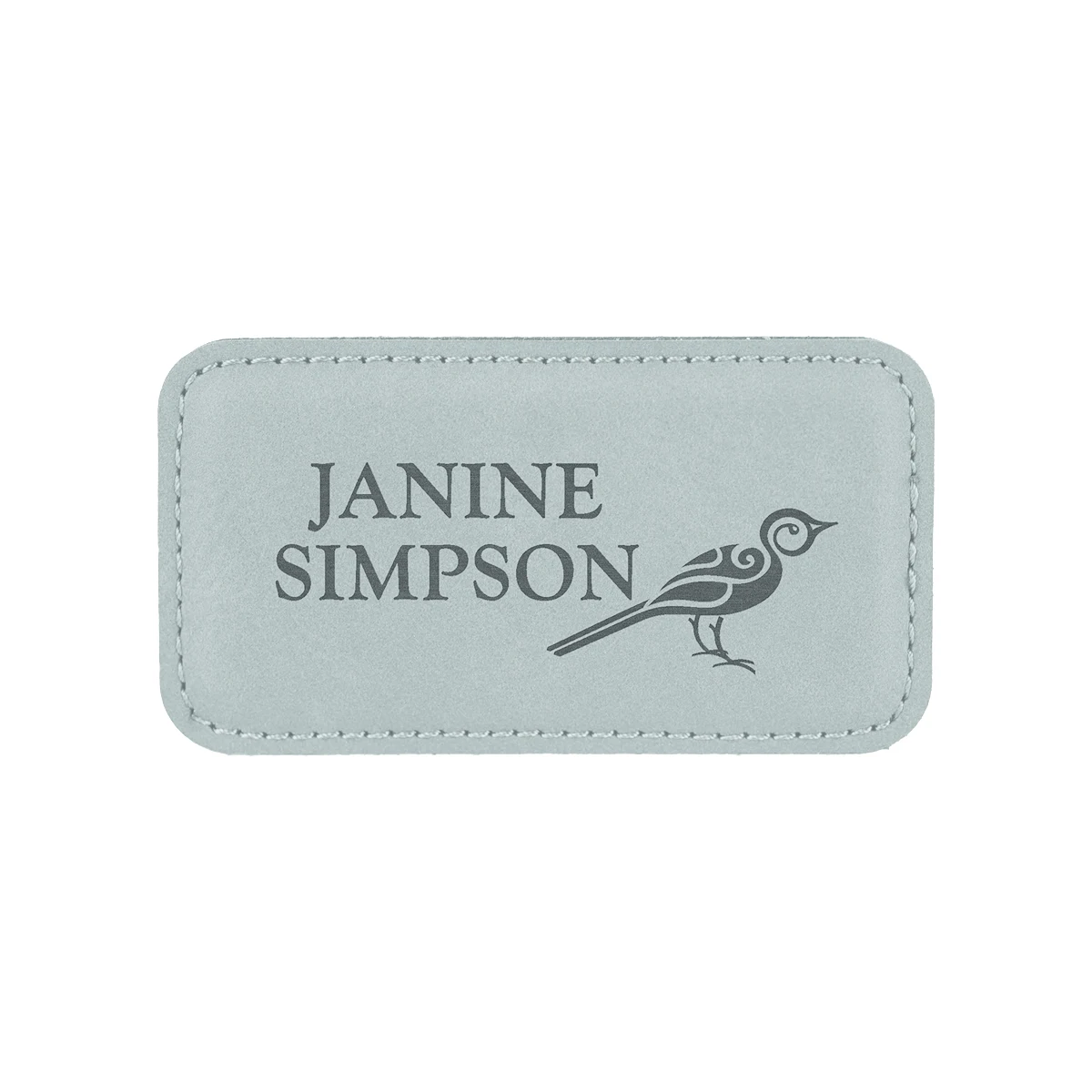 3 1/4" x 1 3/4" Gray Leatherette Badge w/ Magnet 1