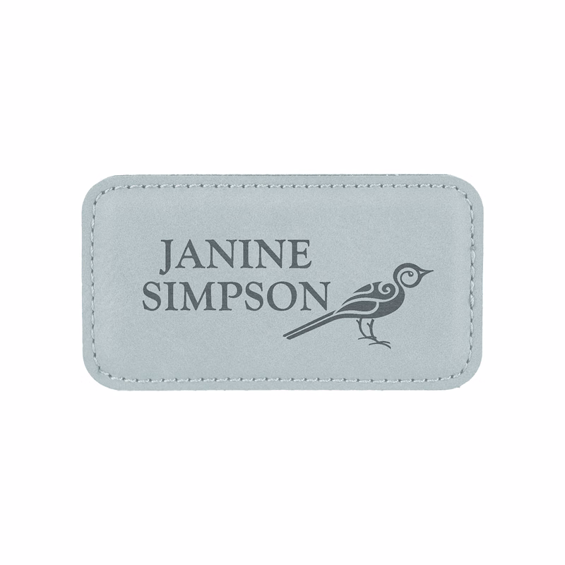 3 1/4" x 1 3/4" Gray Leatherette Badge w/ Magnet