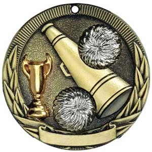 Cheerleading Tri-Colored Medal 2" 1