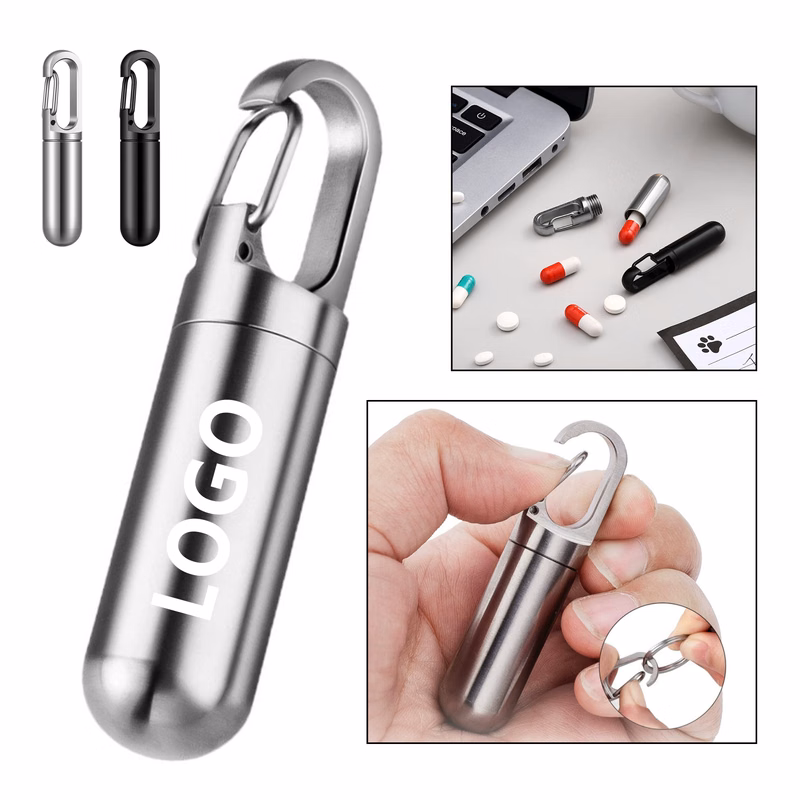 Mini Stainless Steel Pill Keychain