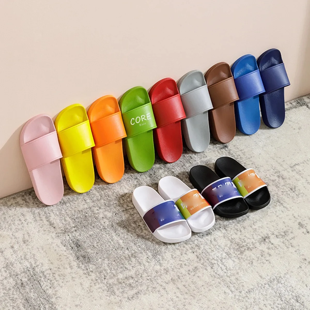 Slide Sandals Open Toe Shower Slipper Non-Slip PVC Shoes 1