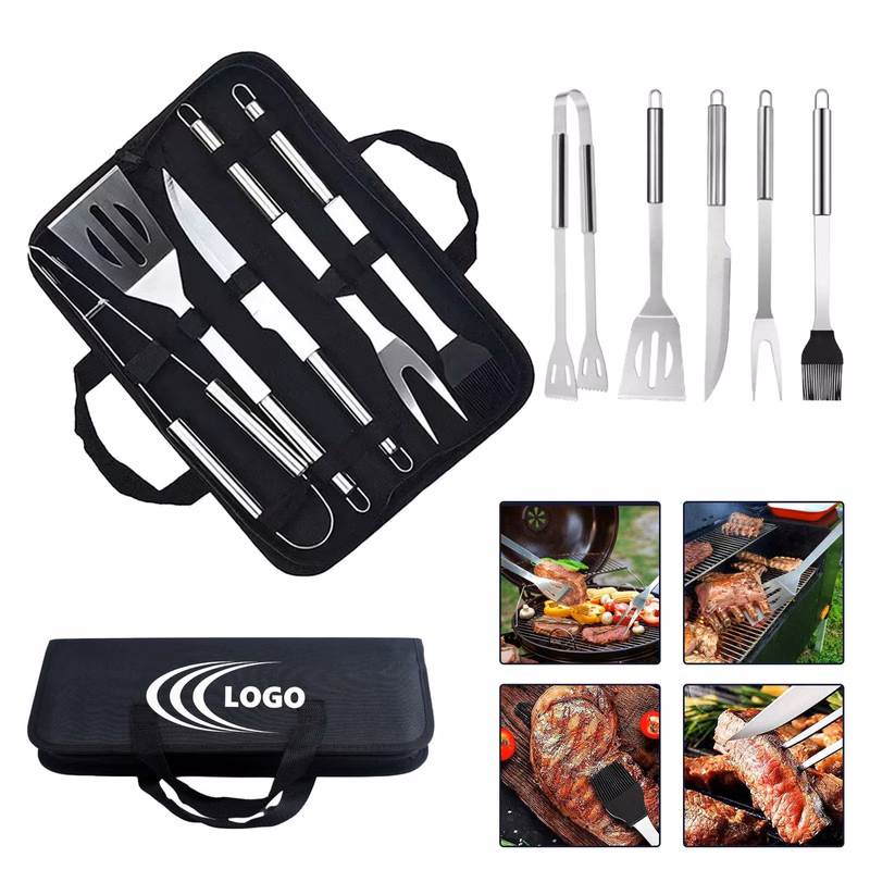 5 Piece BBQ Tool Set with Carry Bag