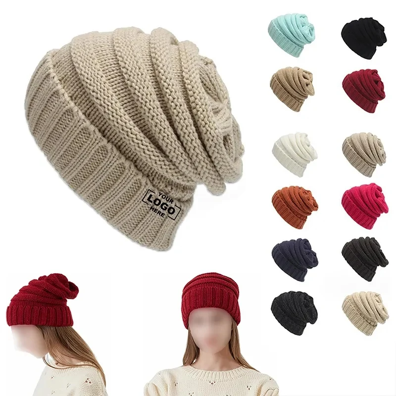 Unisex Winter Warm Cable Knit Slouchy Skull Beanie Cap Hat 1