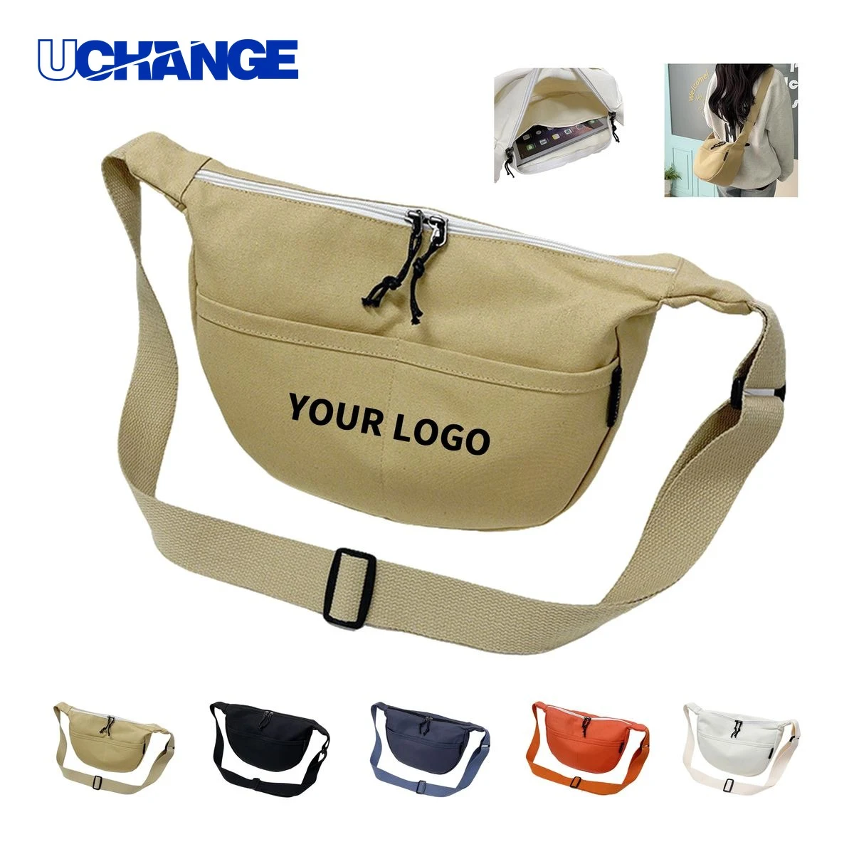 Canvas Crossbody Messenger Bag Organizer with Zipper Opening 8.6 x 11.8 x 4.3 Inches 1