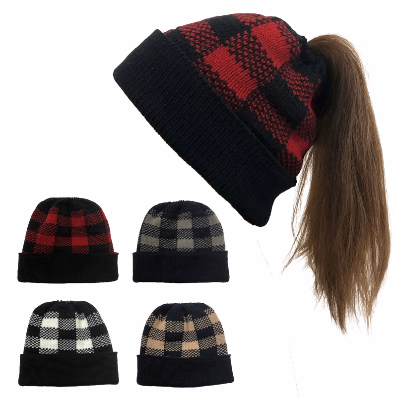 Knit Beanie Tail Cap