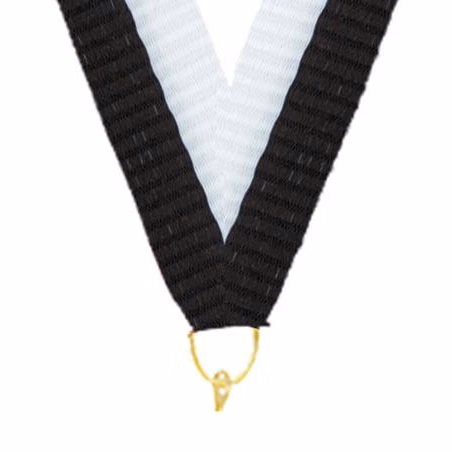 0.875" x 30" Black White Snap Clip Stock Ribbon