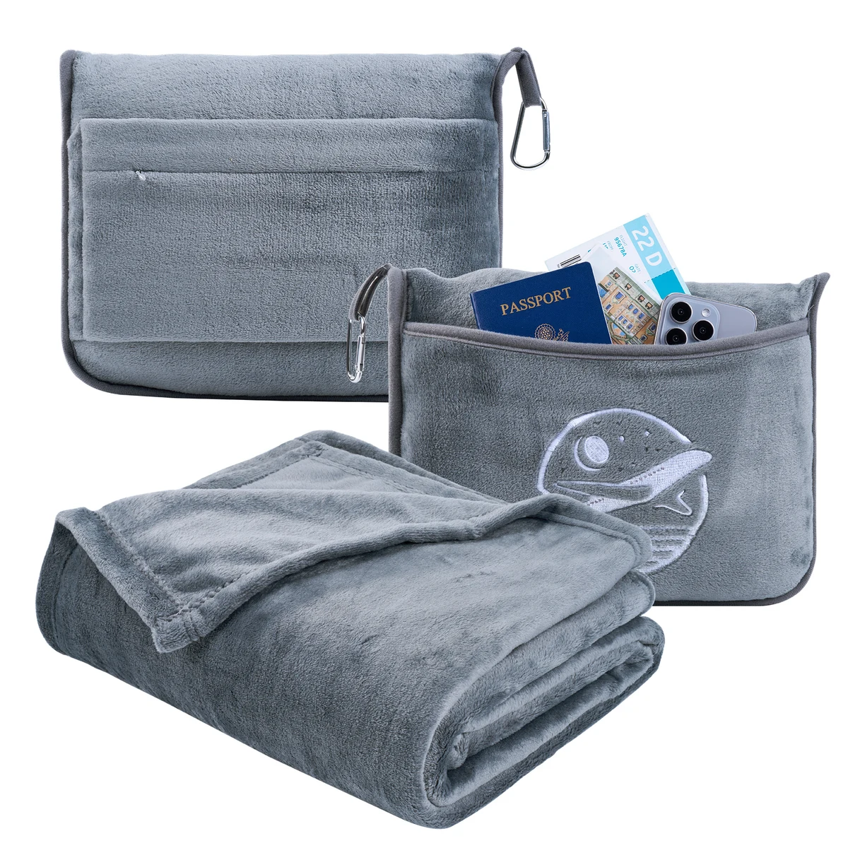 Plush Flannel Travel Blanket & Pillow Combo 1