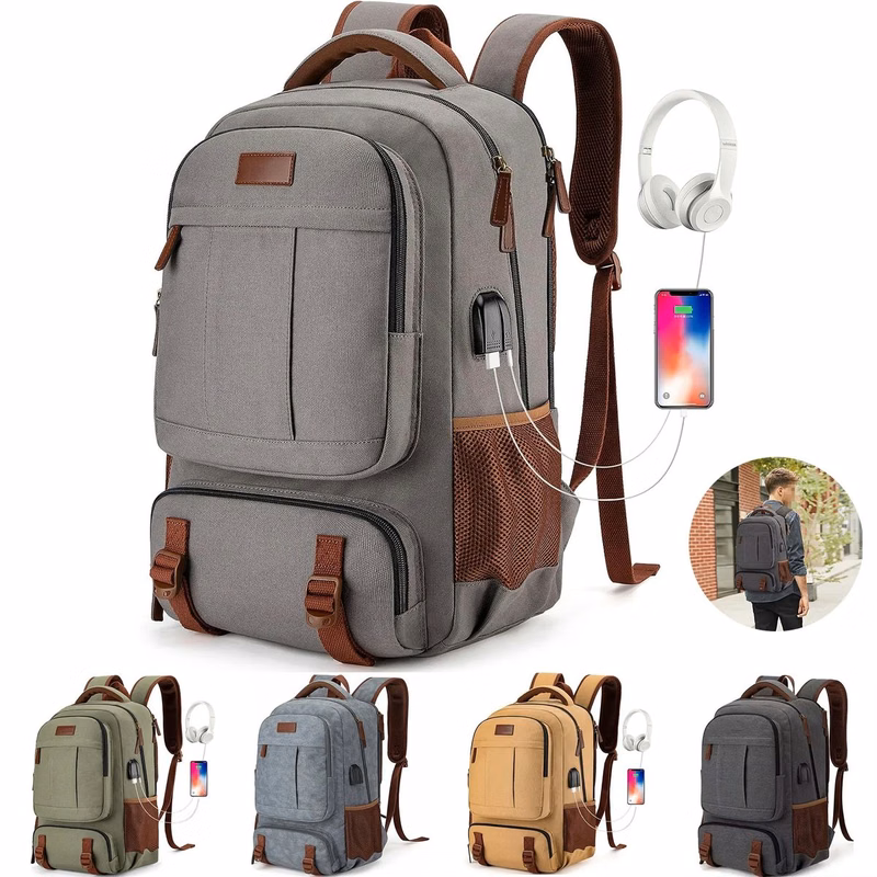 USB Charging Canvas Laptop Backpack