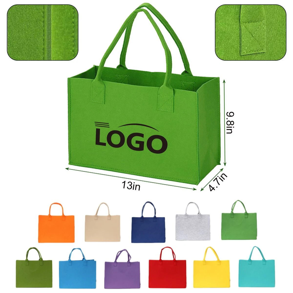 MOQ50 Reusable Portable Felt Grocery Tote Bag, custom tote bag with logo imprint 1