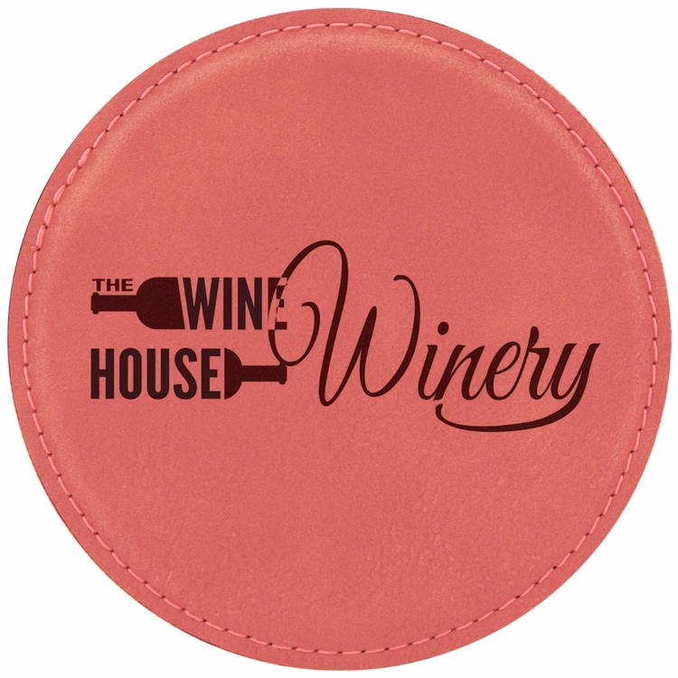 Pink Leatherette Individual Round Coaster