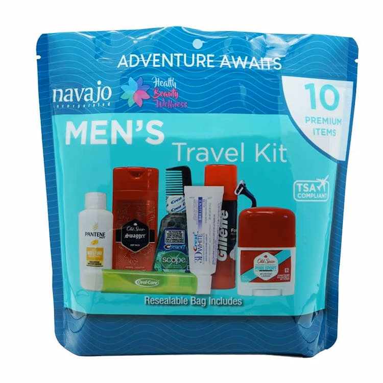 Men's Zip Bag Travel Kits - 10 Piece TSA Approved