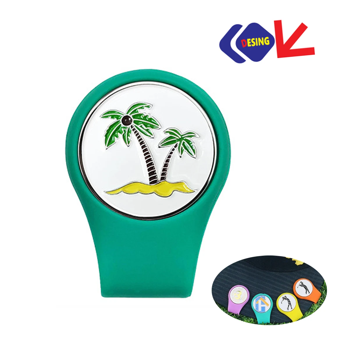 Silicone Full Color Golf Ball Marker Hat Clip Strong Magnetic 1