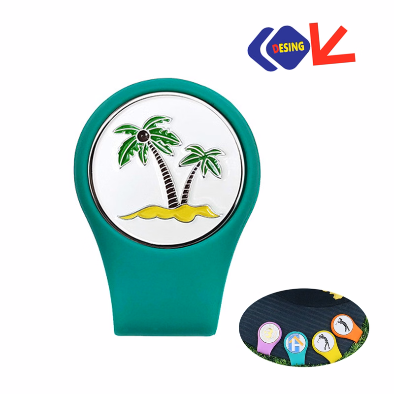 Silicone Full Color Golf Ball Marker Hat Clip Strong Magnetic