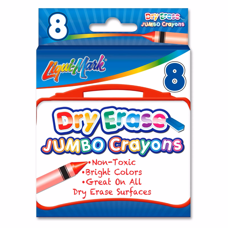 8 Pack Jumbo Dry Erase Crayons - Assorted Colors