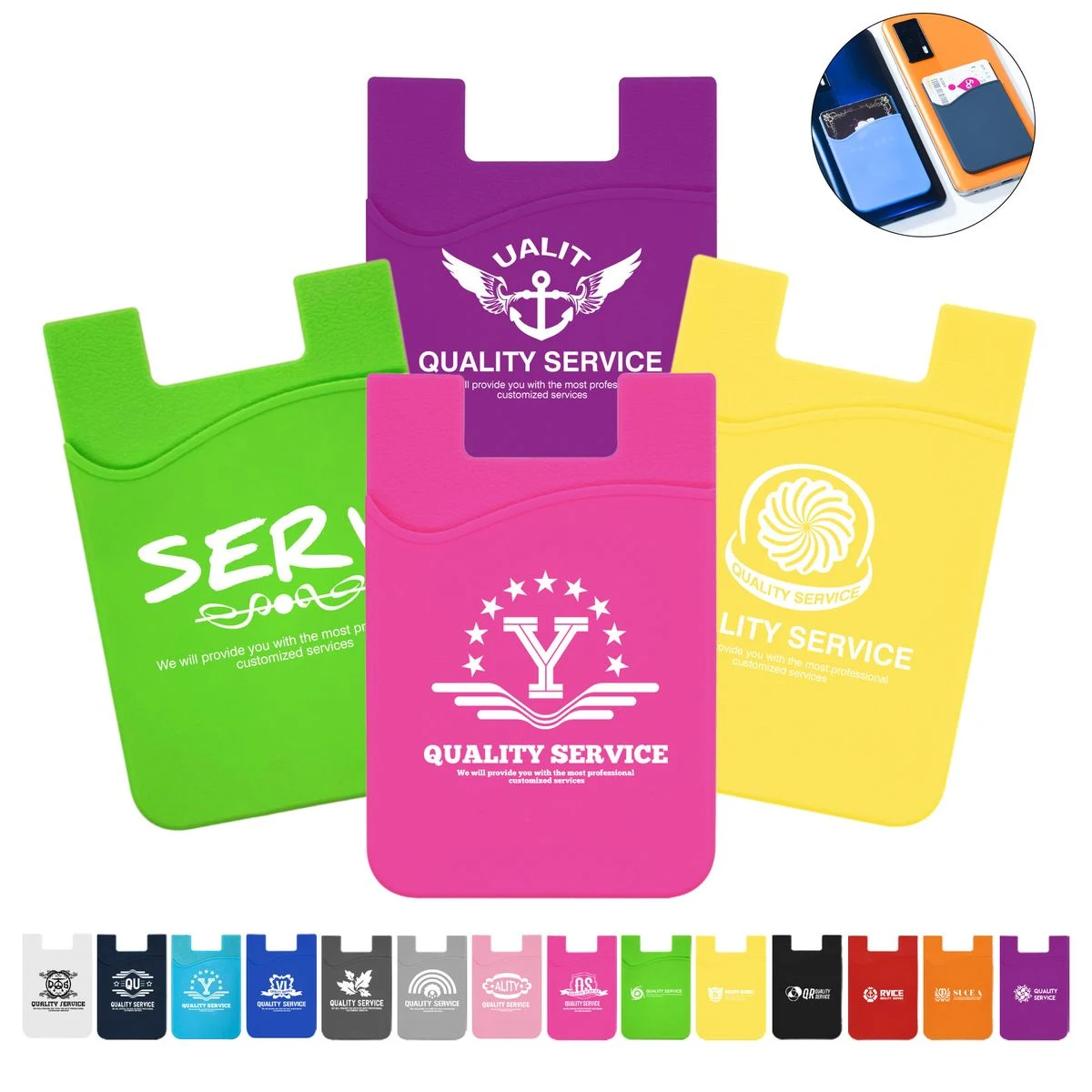 Custom Full Color Silicone Phone Wallet Case, Lightweight Adhesive Card Holder 1