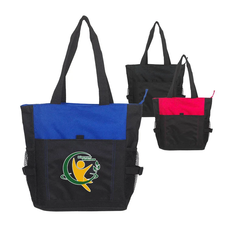 600D polyester Deluxe Zippered Tote Bag 1