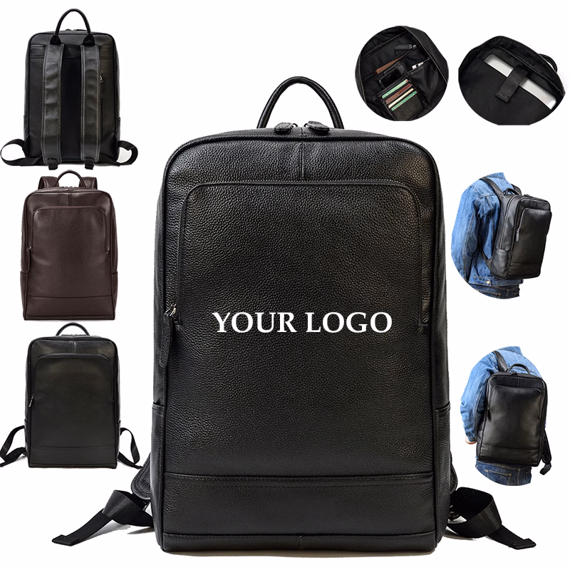 Men Full Grain Genuine Leather Laptop Backpack