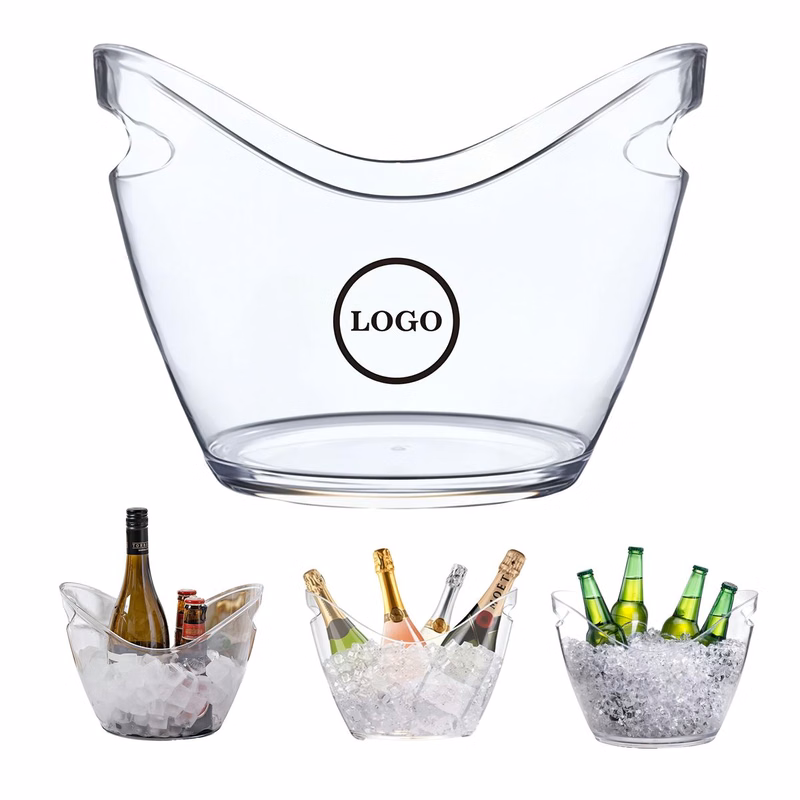 Clear Plastic Ice Bucket with Handles