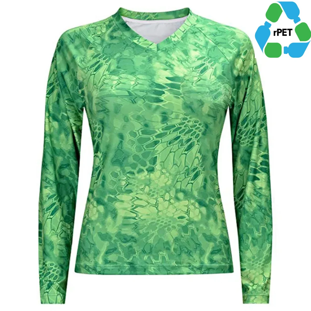 Women's rPET Recycled 100% Polyester Sublimation Performance V-neck T-Shirt 1