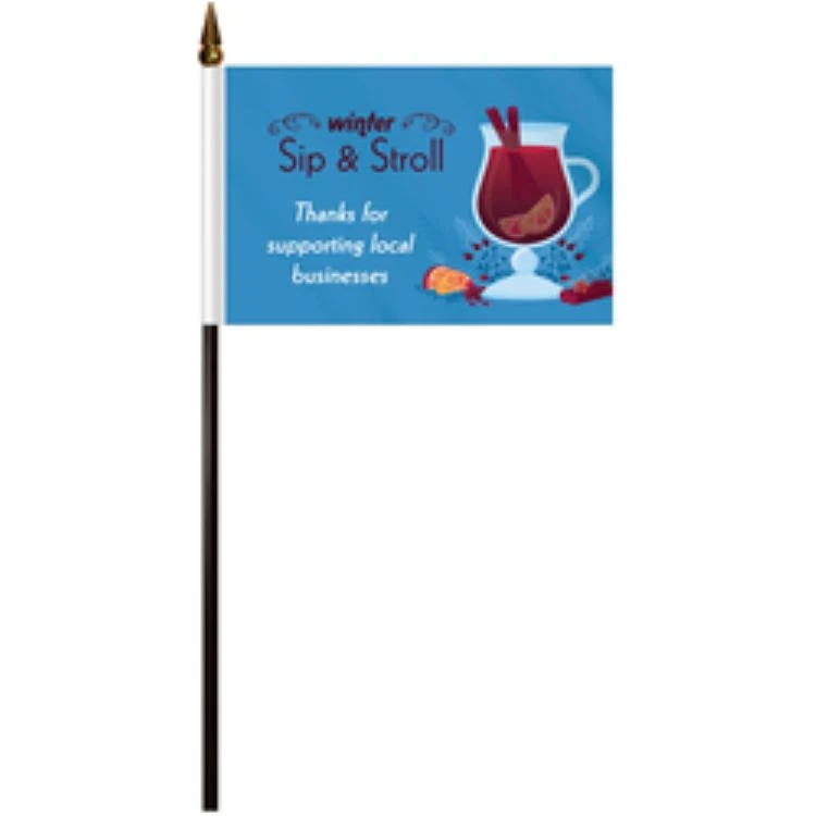 Single Reverse Polyester Stick Flags 1