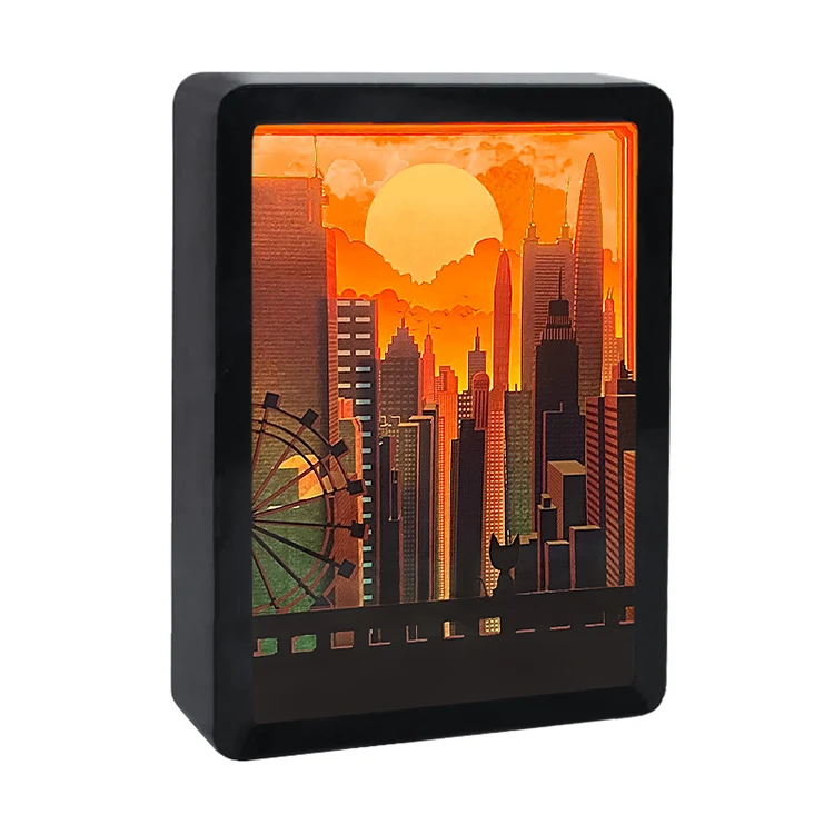 3D Paper Carving Night Light Shadow Box Sculptures Frame 1