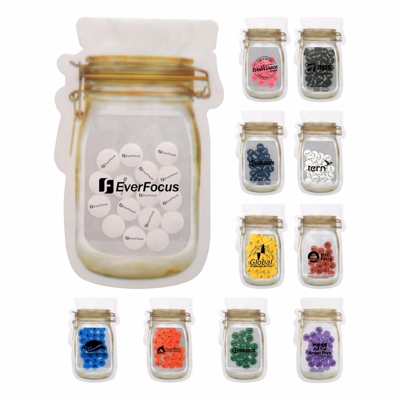 MASON JAR BAG OF PRINTED CANDY