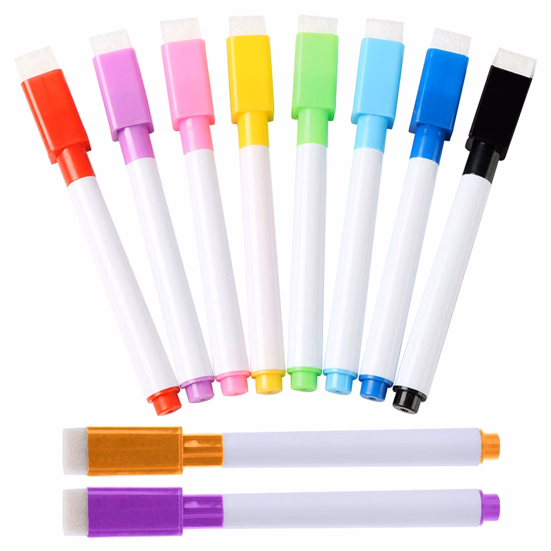 Fine tip Dry Erase Black Markers with Magnetic Cap and Eraser