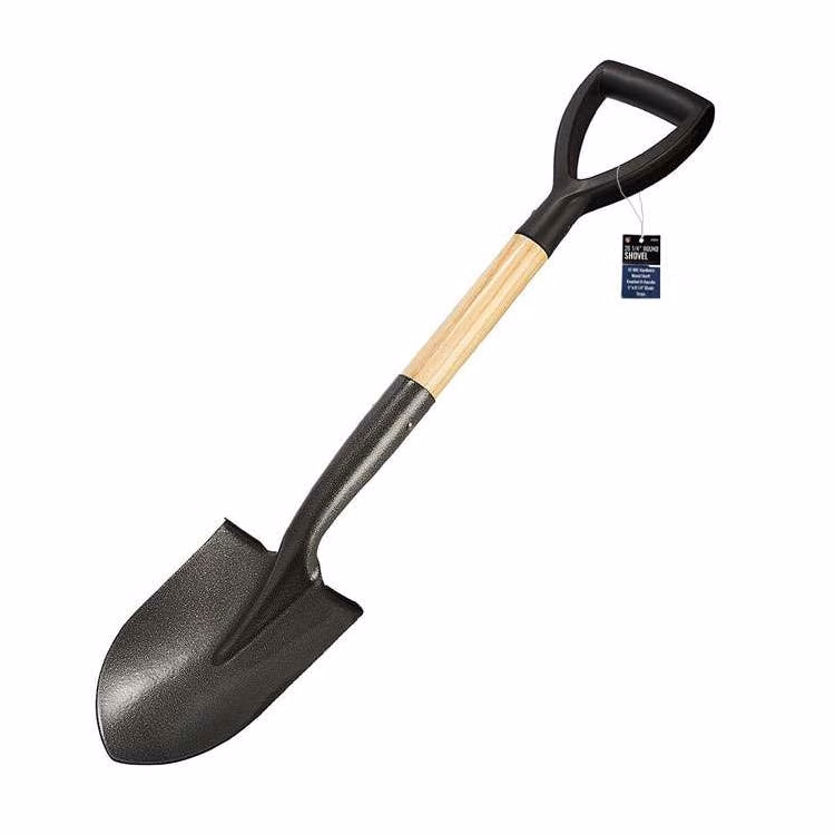 Knurled D-handle 45 HRC Hardness Steel Round Shovel Wood Handle - 28.25"