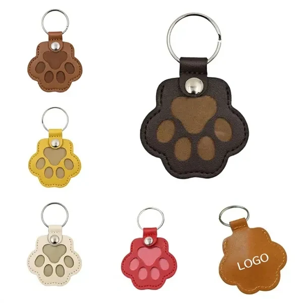 Paw Print Pet Hair Keepsake Leather Keychain 1