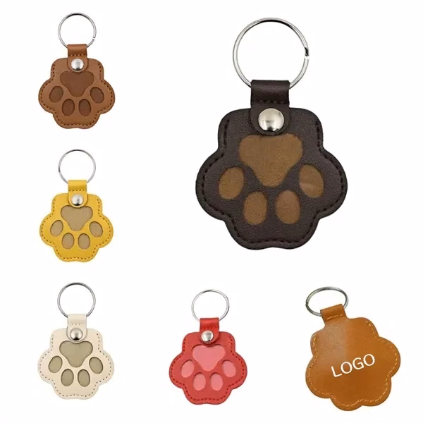 Paw Print Pet Hair Keepsake Leather Keychain