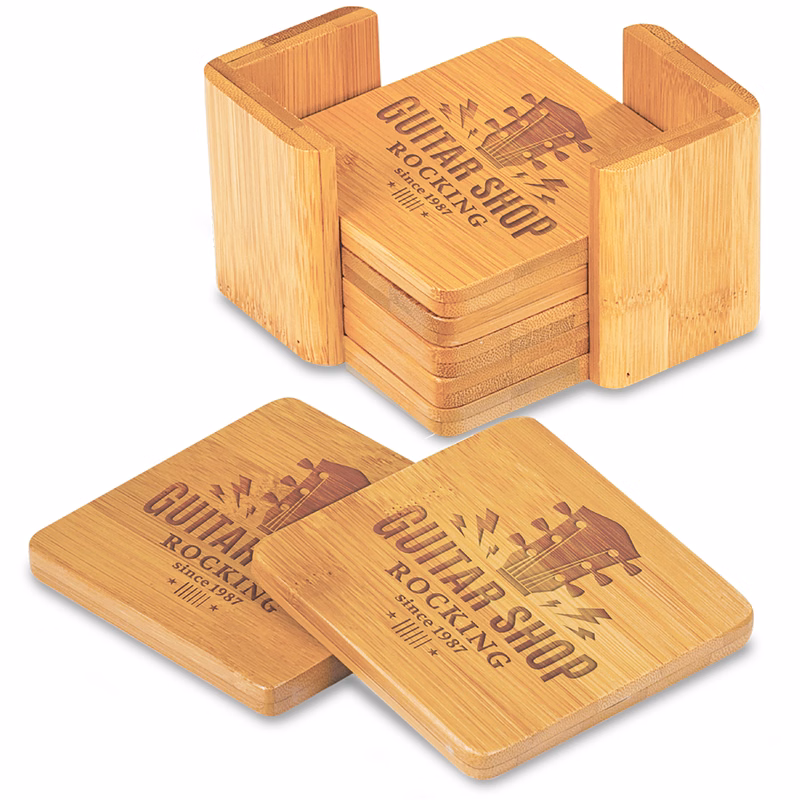 3" x 3" Bamboo 6-Coaster Set