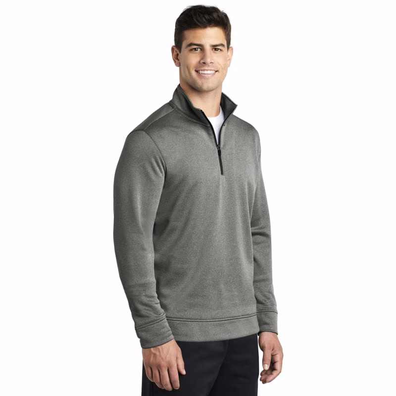 Sport-Tek PosiCharge Sport-Wick Heather Fleece 1/4-Zip Pullover.