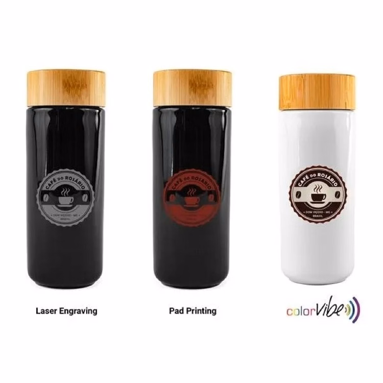 10 Oz. Sleek Double Wall Ceramic Mug w/Bamboo Lid