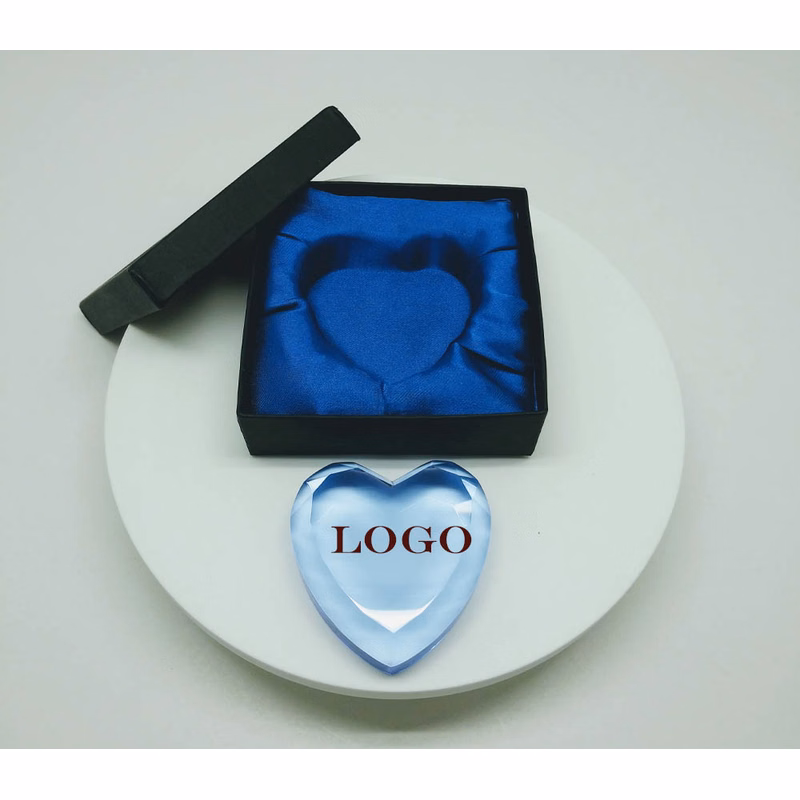 Heart Shaped Sky Blue Crystal Award