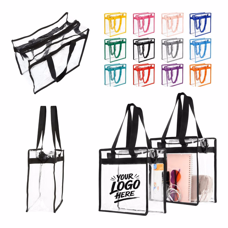 Clear PVC Zipper Tote Stadium Approved Travel Bag