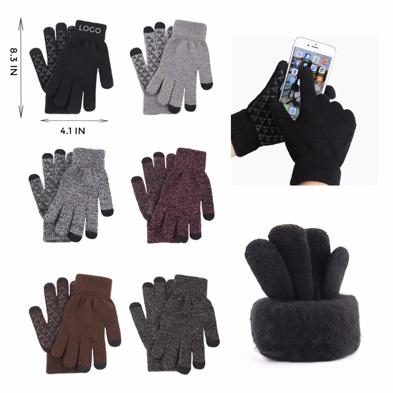 MOQ 10 PCS Stylish Touchscreen Thermal Gloves with Fluff Lining