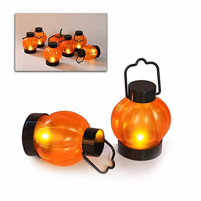 Pumpkin Grimace Lantern Flickering Halloween Light