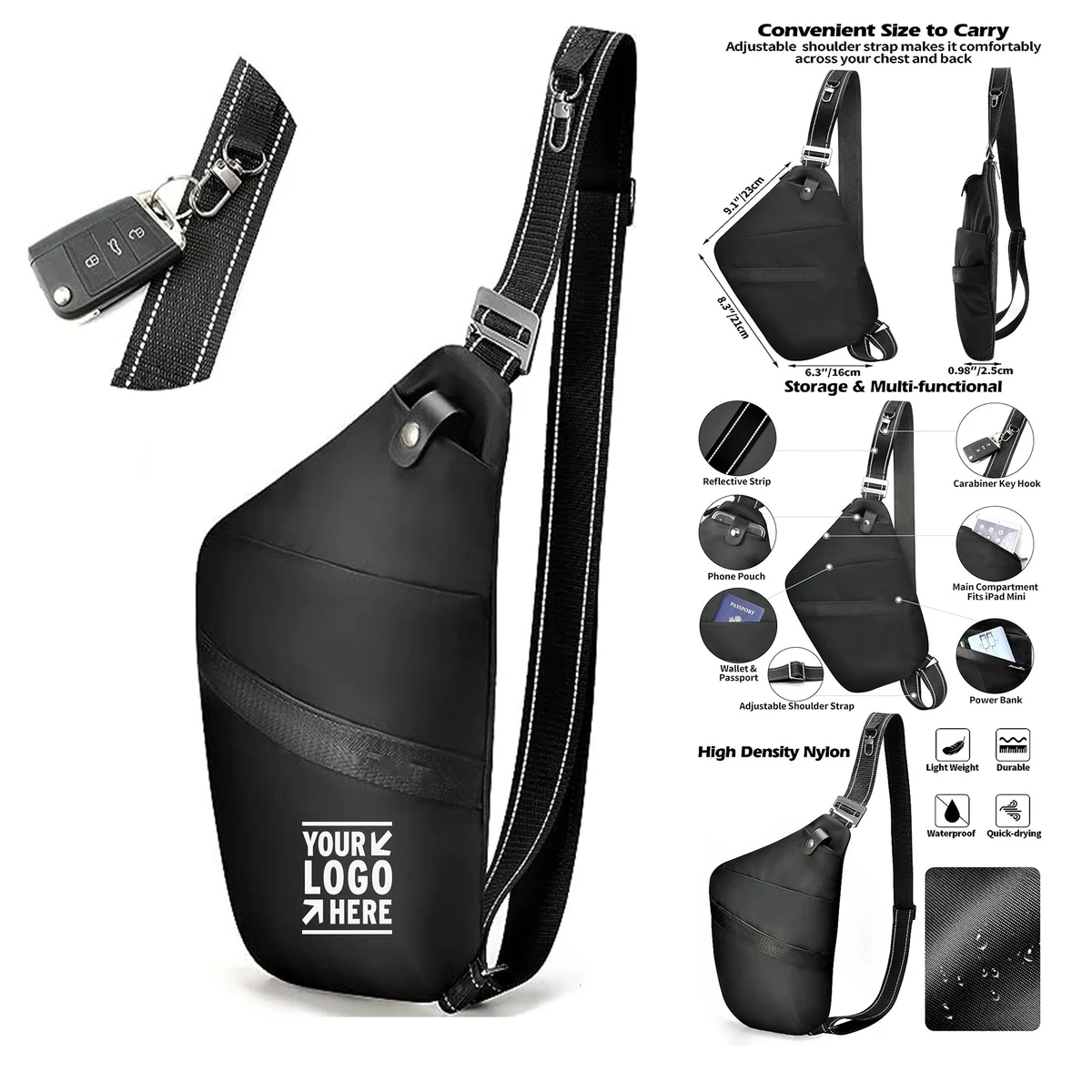 Personal Flex Sling Crossbody Minimalist Bag Compact Easy To Carry Nylon Shoulder Chest Fanny Pack 1