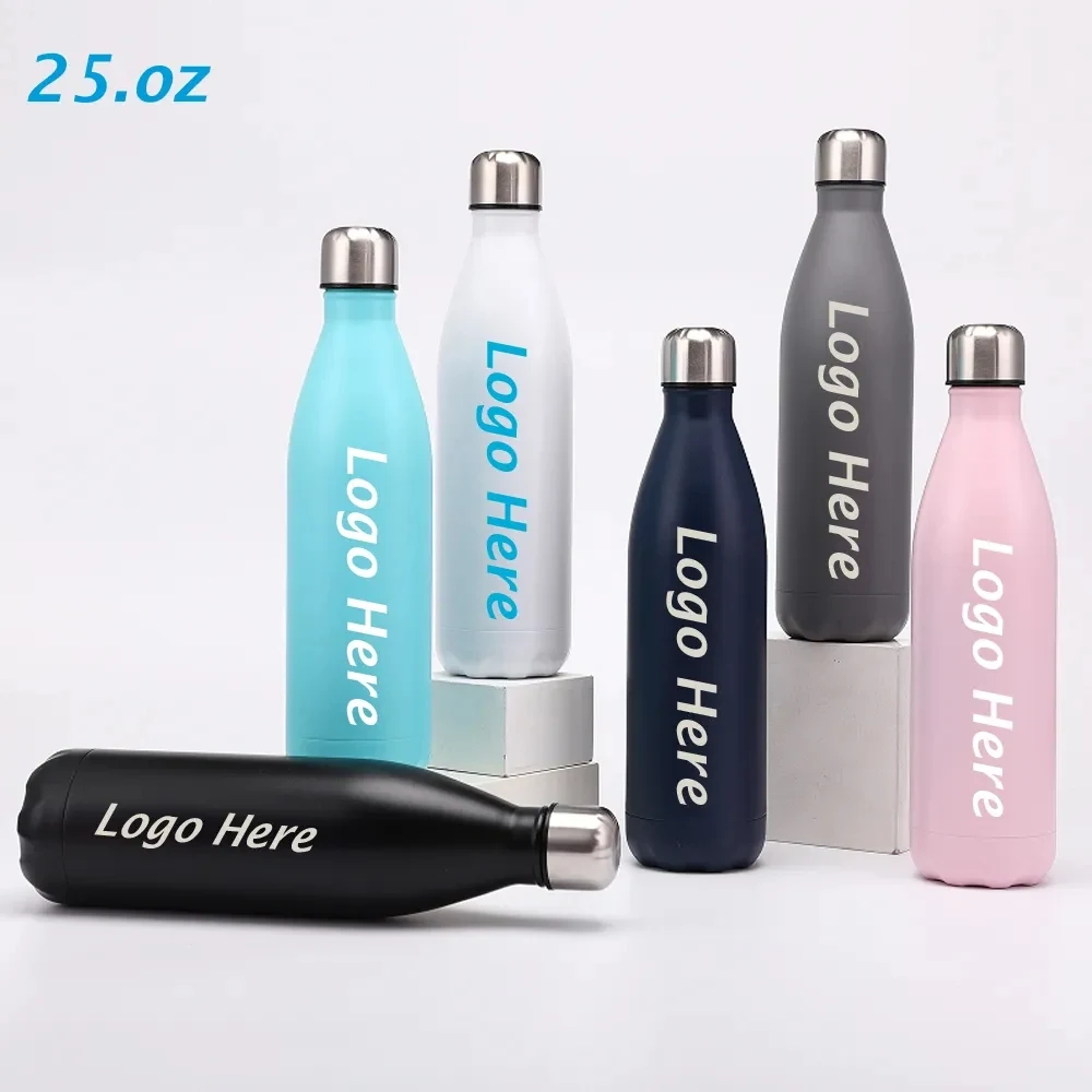 25oz Double Walled Stainless Steel Metal Water Bottles, custom water bottle with logo imprint 1