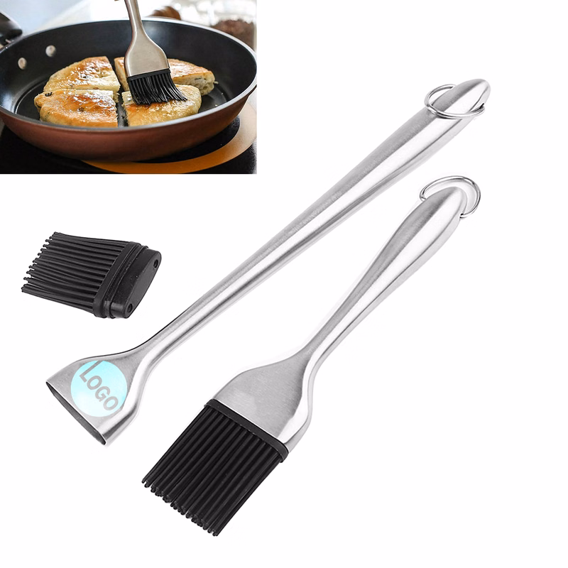 Stainless Steel BBQ Oil Brush with Heat-Resistant Silicone Head